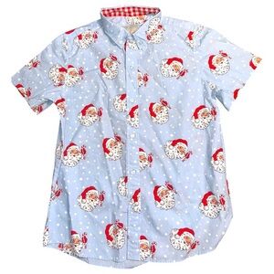 Eleanor Rose Santa Christmas Boys Short Sleeve Dress Shirt 14-16